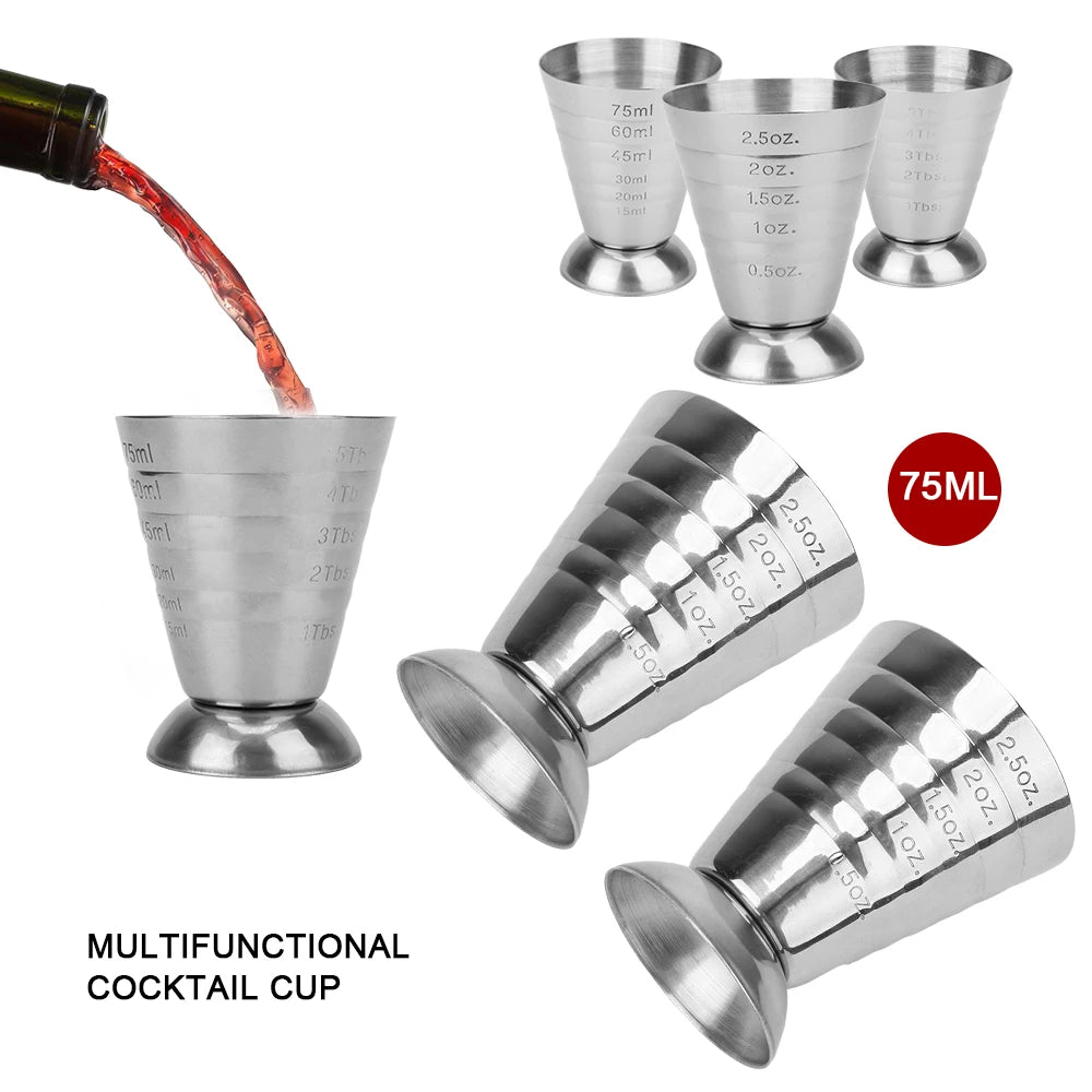 Bar Mixed Drink Accessories Measure Cup Bar Cocktail Shaker Jigger Cocktail Tools Stainless Steel 75ML Gadgets