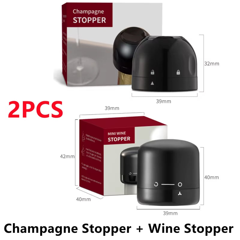 New 2PCS Vacuum Red Wine Bottle Cap Stopper Silicone Sealed Champagne Bottle Stopper Vacuum Retain Freshness Wine Plug Bar Tools