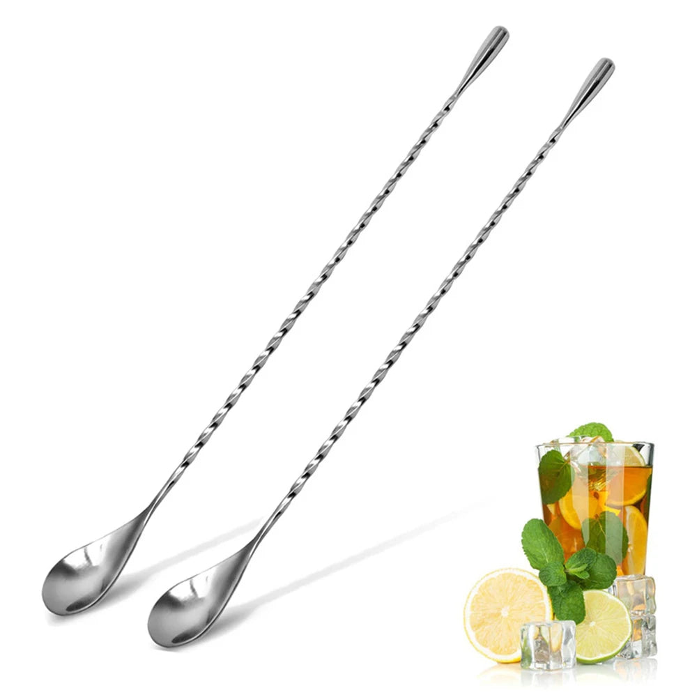 Long Handle Cocktail Stirrers Bartender Mixing Stick Spoon Stainless Steel Barman Kit Accessories Whisky Shaker Bar Kitchen