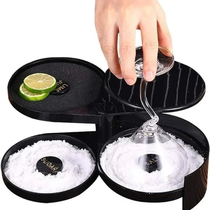 3 Tier Rotating Salt Rimmer Box Mixing Salt Sugar Rim Box Juice Cocktail Seasoning Rimmers Bartender Tool Bar Accessories