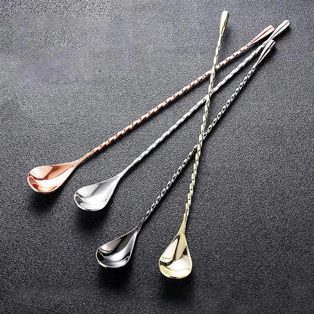 Long Handle Cocktail Stirrers Bartender Mixing Stick Spoon Stainless Steel Barman Kit Accessories Whisky Shaker Bar Kitchen