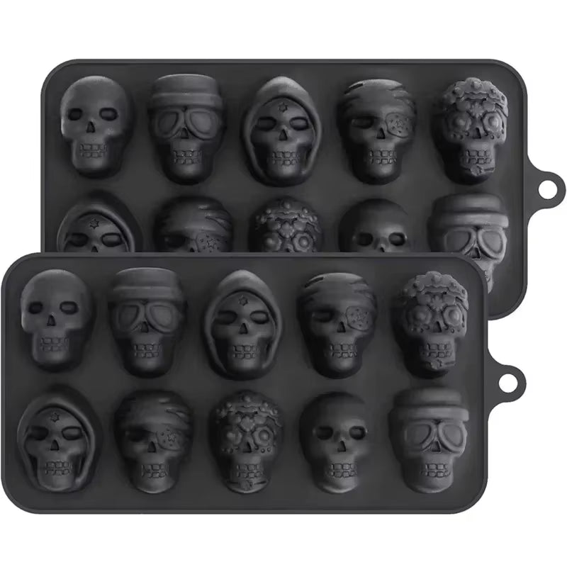Skull Ice Cube Mold 10-Grid Skull Ice Mold for Halloween Kitchen Tools Reusable Making Accessory for Chocolate Ice Cream Mold