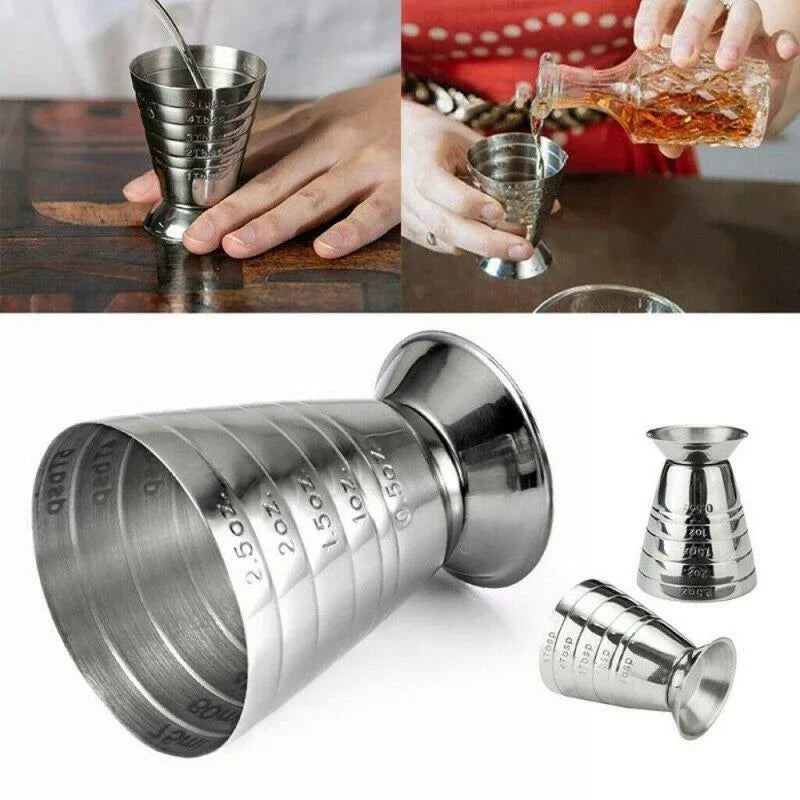 Cocktail Cup Bar Measuring Cup 304 Stainless Steel Glass Ounce Measure Jigger Kitchen Bartender Bar Tools 2.5Oz 75Ml Barware