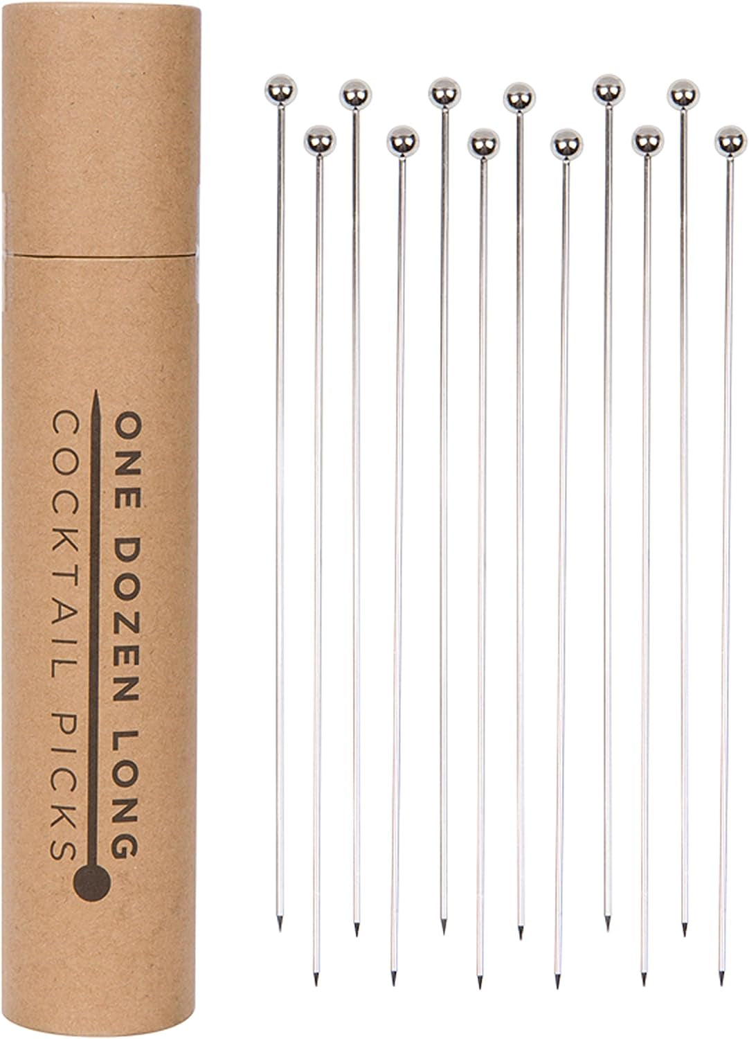 Stainless Steel Cocktail Picks, 8 Inch Reusable Stir Sticks for Drinks and Appetizers, Durable Garnish Skewers for Cocktails, Fruit, Shrimp, Olives, and Professional Bar Presentations