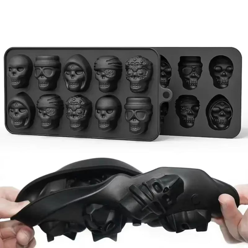 Skull Ice Cube Mold 10-Grid Skull Ice Mold for Halloween Kitchen Tools Reusable Making Accessory for Chocolate Ice Cream Mold