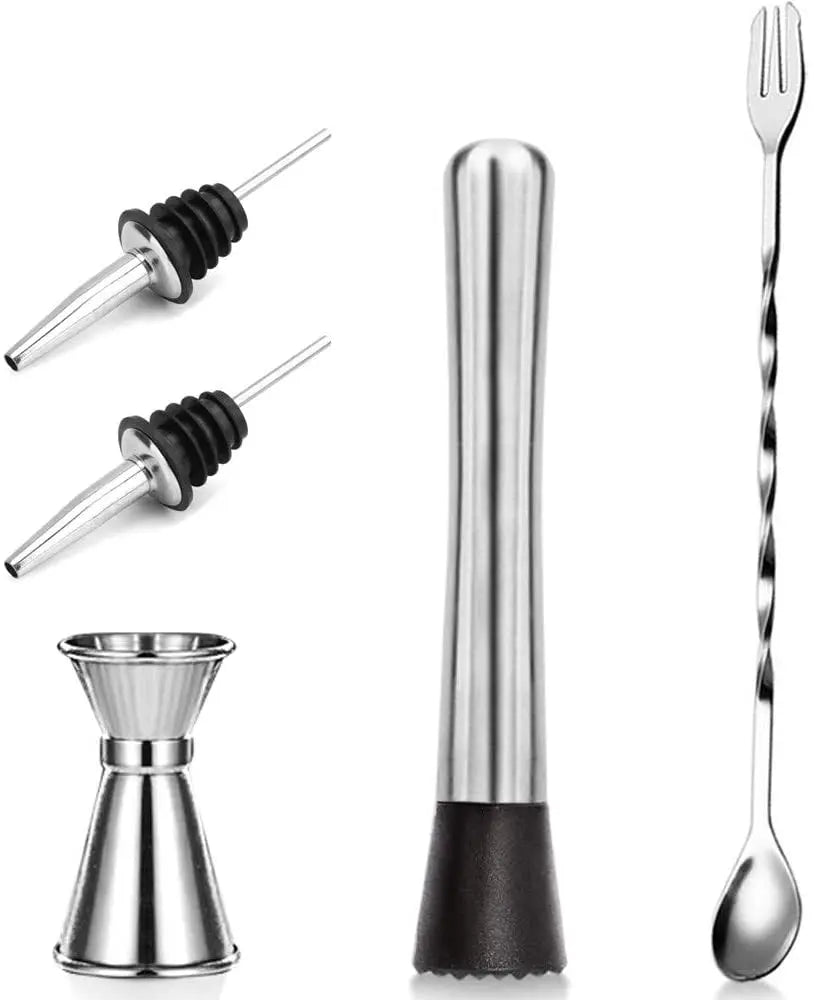Professional Bar Tools,Stainless Steel Stir Bar Tool, Cocktail Stir Bar Mixing Spoon, Cocktail Picks, Mojito Stir Bar Tool Kit
