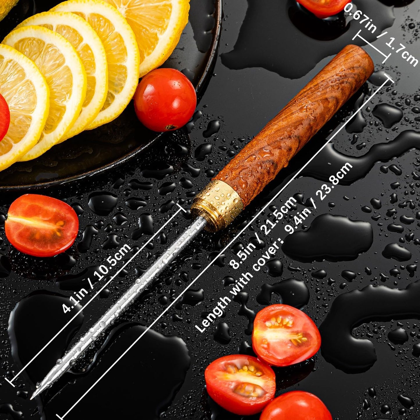 Ice Pick 2Pcs. Ice Picks for Breaking Ice. 9 Inches Length. Secure Wooden Caps and Non-Slip Wooden Handles. Easy to Store. for Use in Kitchen Bars Bartender Picnics Camping& Restaurant