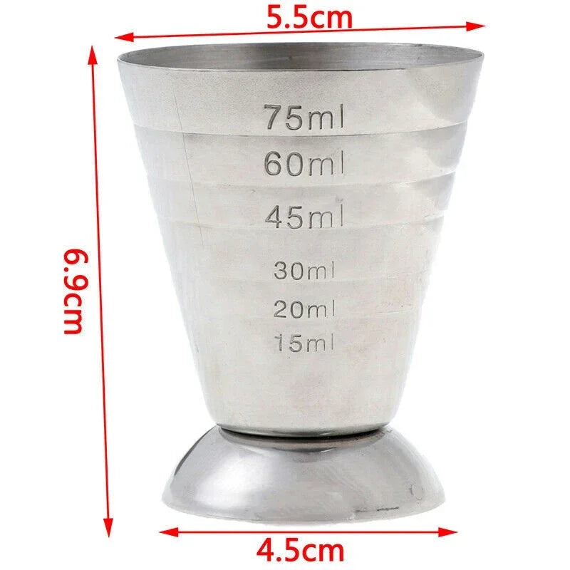 Cocktail Cup Bar Measuring Cup 304 Stainless Steel Glass Ounce Measure Jigger Kitchen Bartender Bar Tools 2.5Oz 75Ml Barware