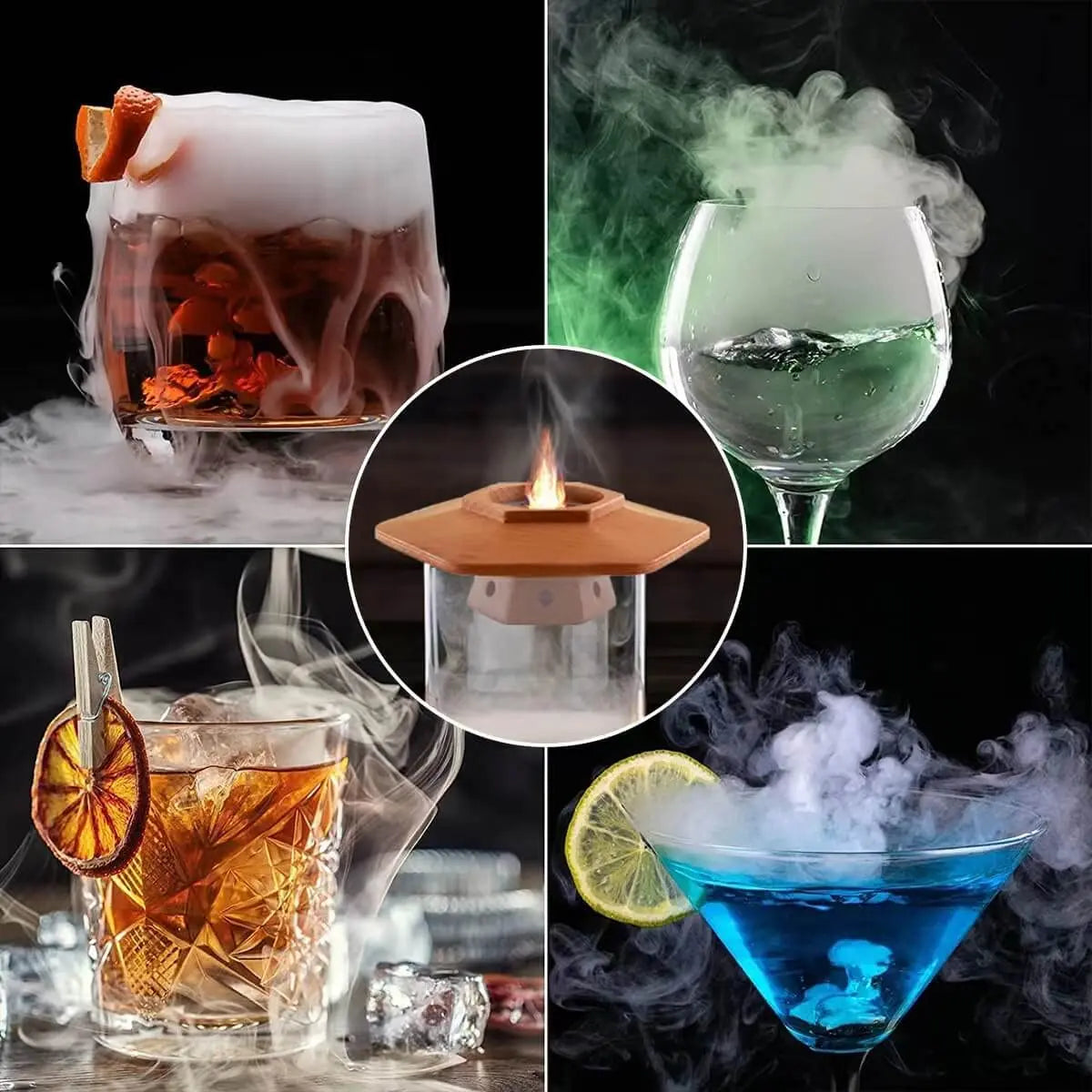 Cocktail Smoker Kit for Bourbon Whiskey Gifts for Men Drink Smoker Infuser Old Fashioned Smoker Kit with Wood Chips for Bar Tool