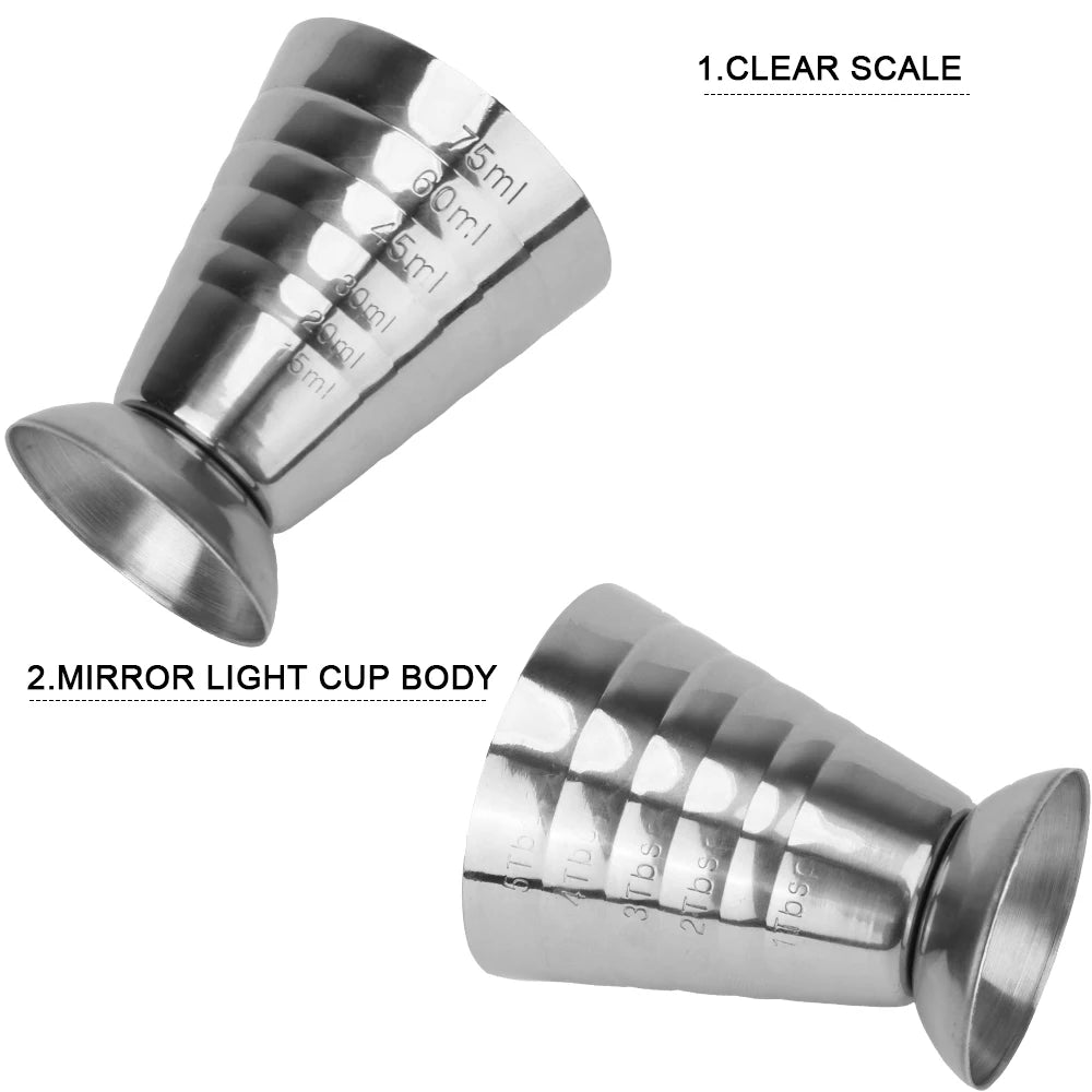 Bar Mixed Drink Accessories Measure Cup Bar Cocktail Shaker Jigger Cocktail Tools Stainless Steel 75ML Gadgets