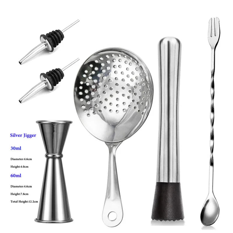 Professional Bar Tools,Stainless Steel Stir Bar Tool, Cocktail Stir Bar Mixing Spoon, Cocktail Picks, Mojito Stir Bar Tool Kit