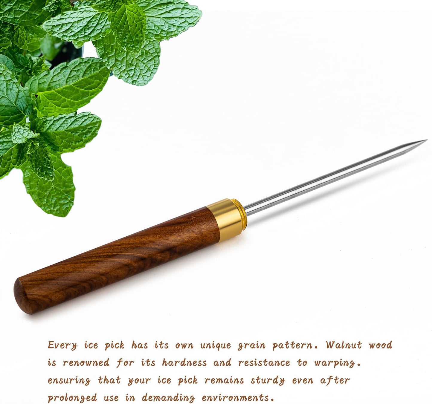 Ice Pick 2Pcs. Ice Picks for Breaking Ice. 9 Inches Length. Secure Wooden Caps and Non-Slip Wooden Handles. Easy to Store. for Use in Kitchen Bars Bartender Picnics Camping& Restaurant