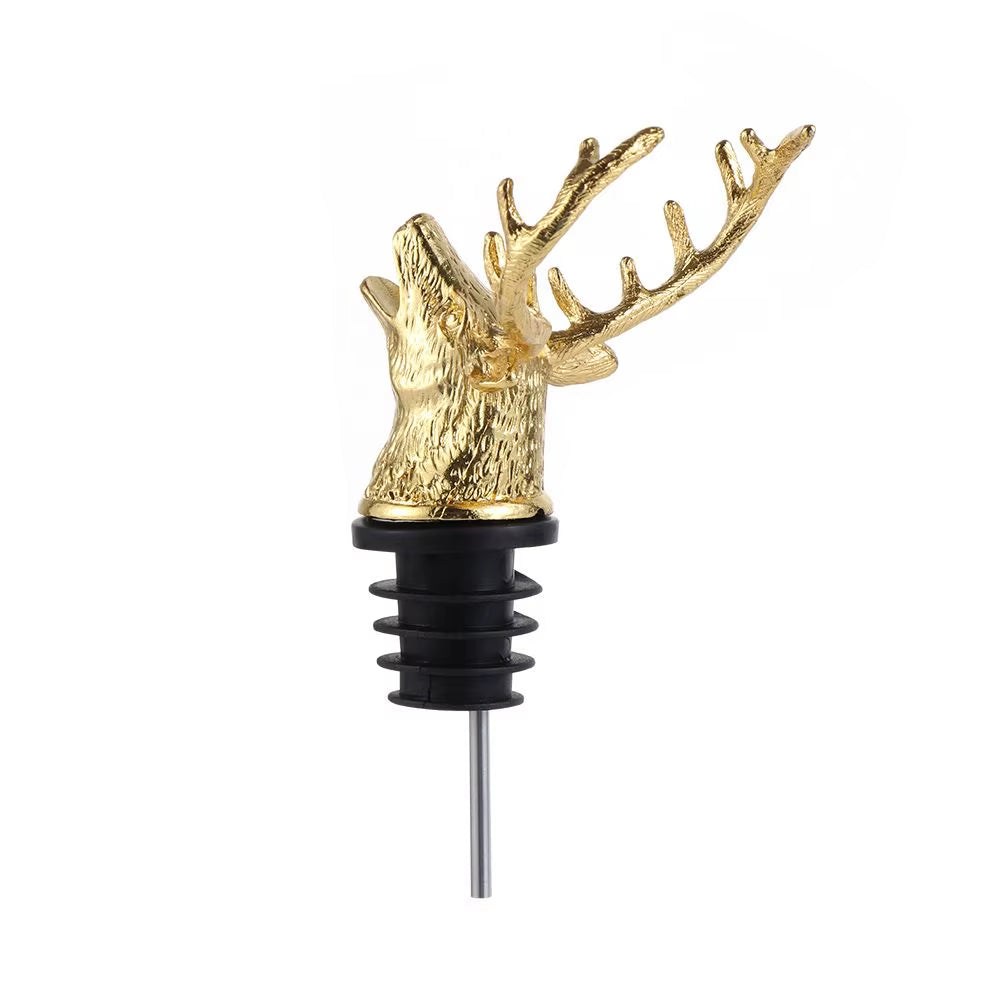 Deer Head Wine Pourer Bottle Stoppers Zinc Alloy Bar Tools Wedding Party Drinks Wine Aerators Kitchen Tool Accessories