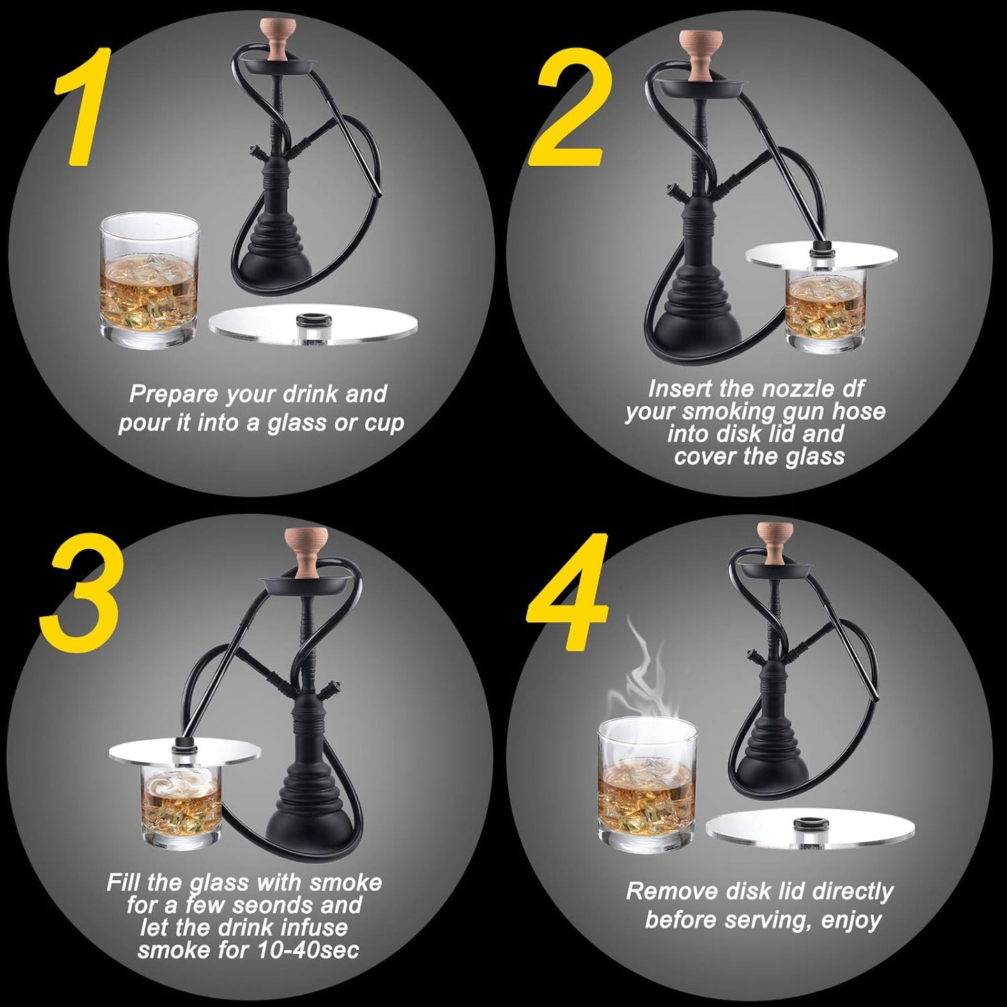 3 Pieces Smoking Gun Cup Covers Infuser Lids Cocktail Drinks Covers Smoking Gun Accessories for Wine Cups Goblet Glasses Tumblers Mugs Bowls Diameter below 4. 7"