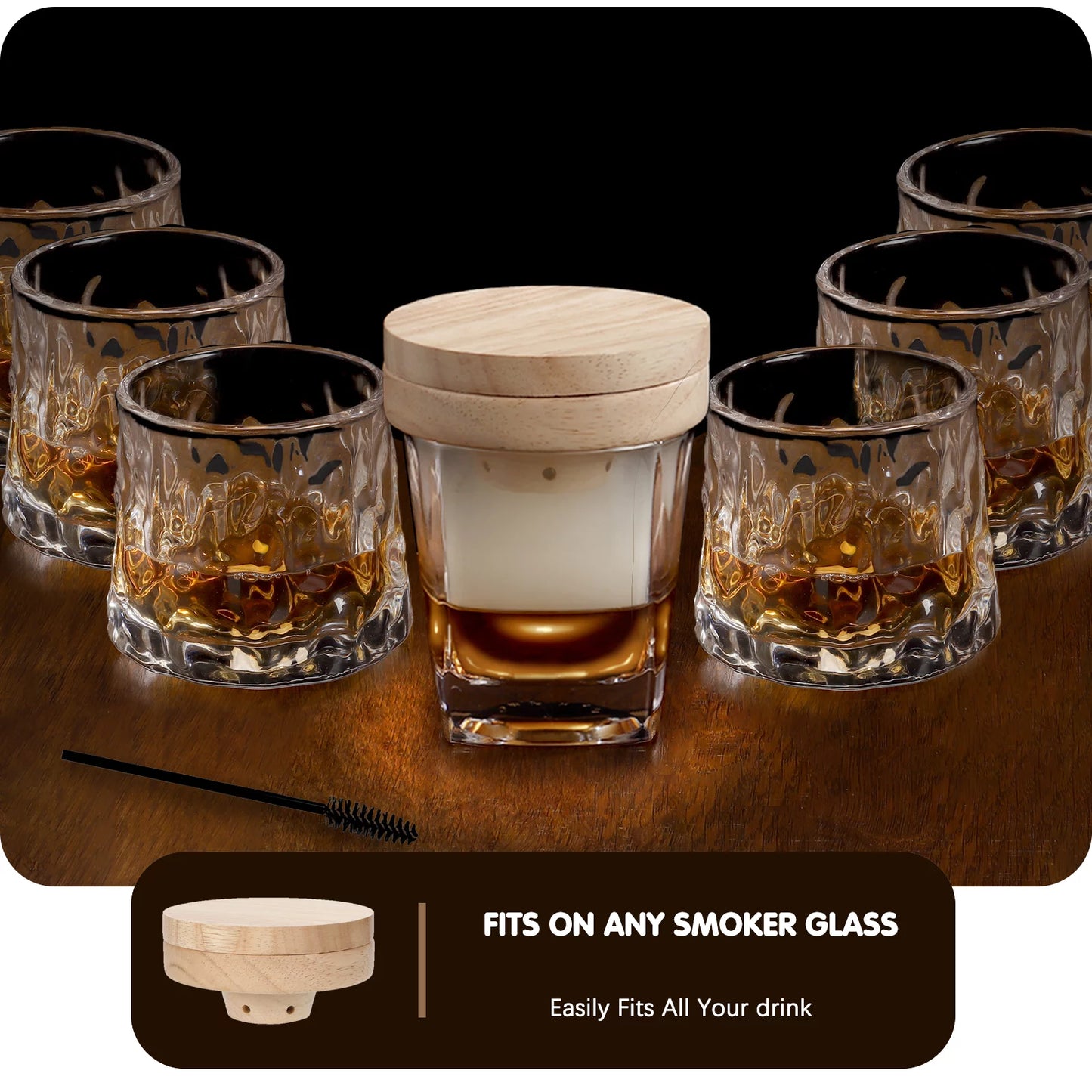 6-Piece Hardwood Handheld Barware Set Stainless Steel