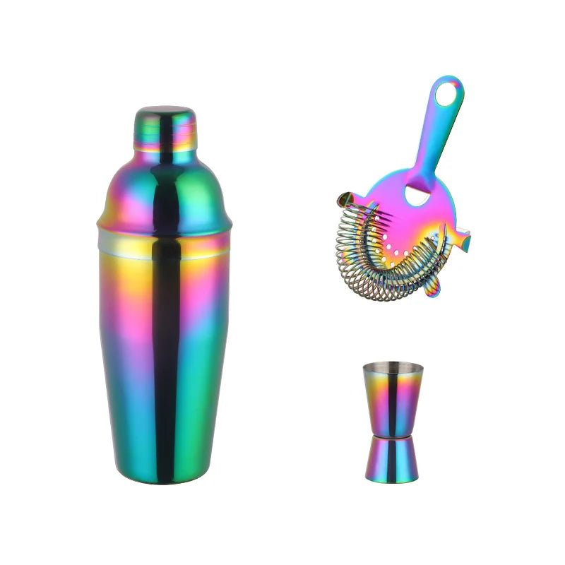 750Ml Stainless Steel Boston Cocktail Set Shaker Wine Pourers Gold Bar Tool Set with Strainer Measure Cup Bartender