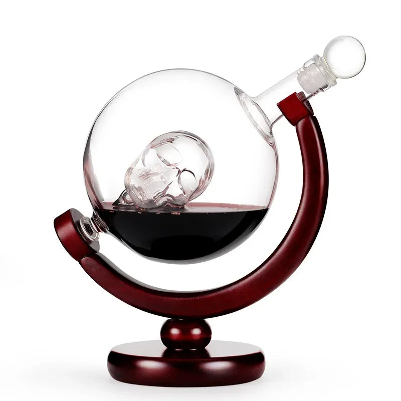 Whiskey Glass Set Crystal Globe Liquor Carafe for Whisky Vodka Sailboat in Decanter with Finished Wooden Stand Bar Tools Cup Hot