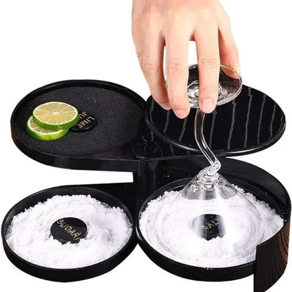 3 Tier Rotating Salt Rimmer Box Mixing Salt Sugar Rim Box Juice Cocktail Seasoning Rimmers Bartender Tool Bar Accessories