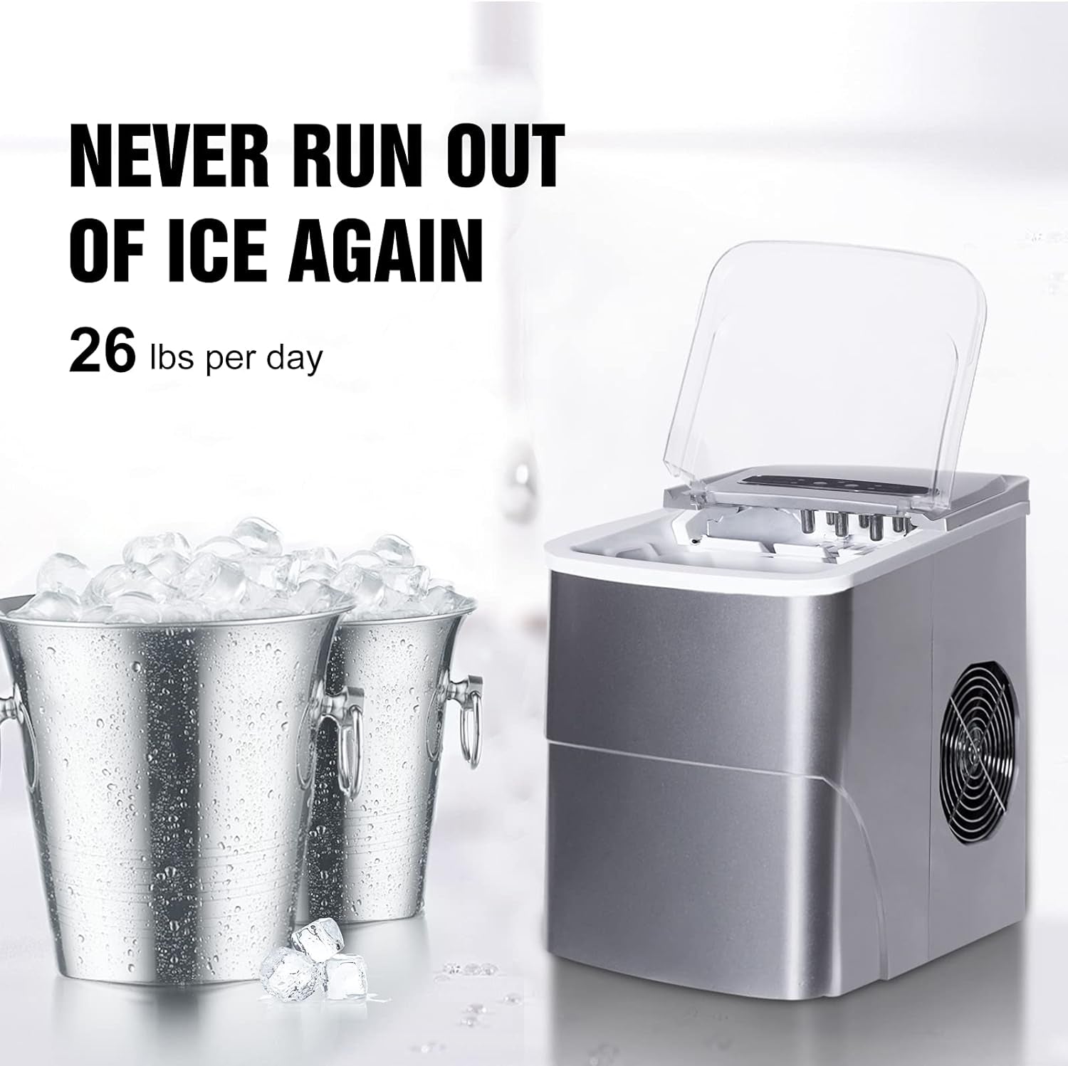 Self Cleaning Ice Makers Countertop Machine 9 Cubes Ready in 6-8 Minutes Portable Mini Electric Compact Ice Maker Nuggetperfect for Home/Kitchen/Bar, Tools Included