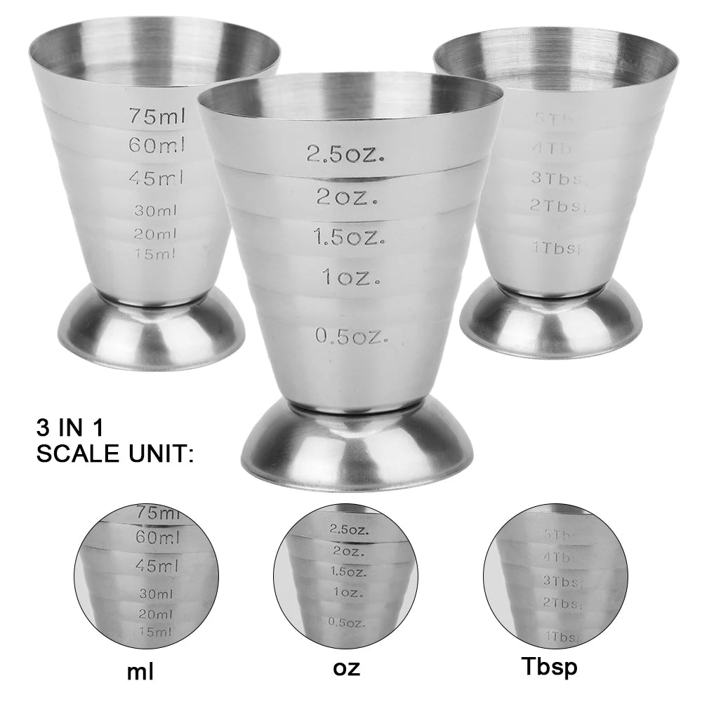 Bar Mixed Drink Accessories Measure Cup Bar Cocktail Shaker Jigger Cocktail Tools Stainless Steel 75ML Gadgets