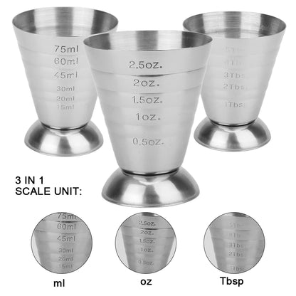 Bar Mixed Drink Accessories Measure Cup Bar Cocktail Shaker Jigger Cocktail Tools Stainless Steel 75ML Gadgets
