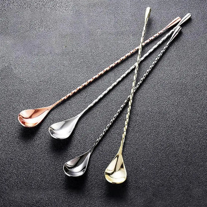 Long Handle Cocktail Stirrers Bartender Mixing Stick Spoon Stainless Steel Barman Kit Accessories Whisky Shaker Bar Kitchen
