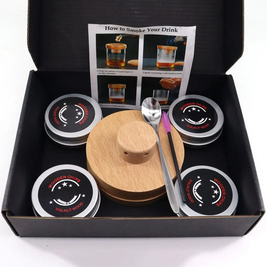 Wooden Cocktail Smoker Kit Smoke Cover Filter Bar Wine Mixing Cover Tool for Drinks Kitchen Bar Accessories Tools Bar Cocktail