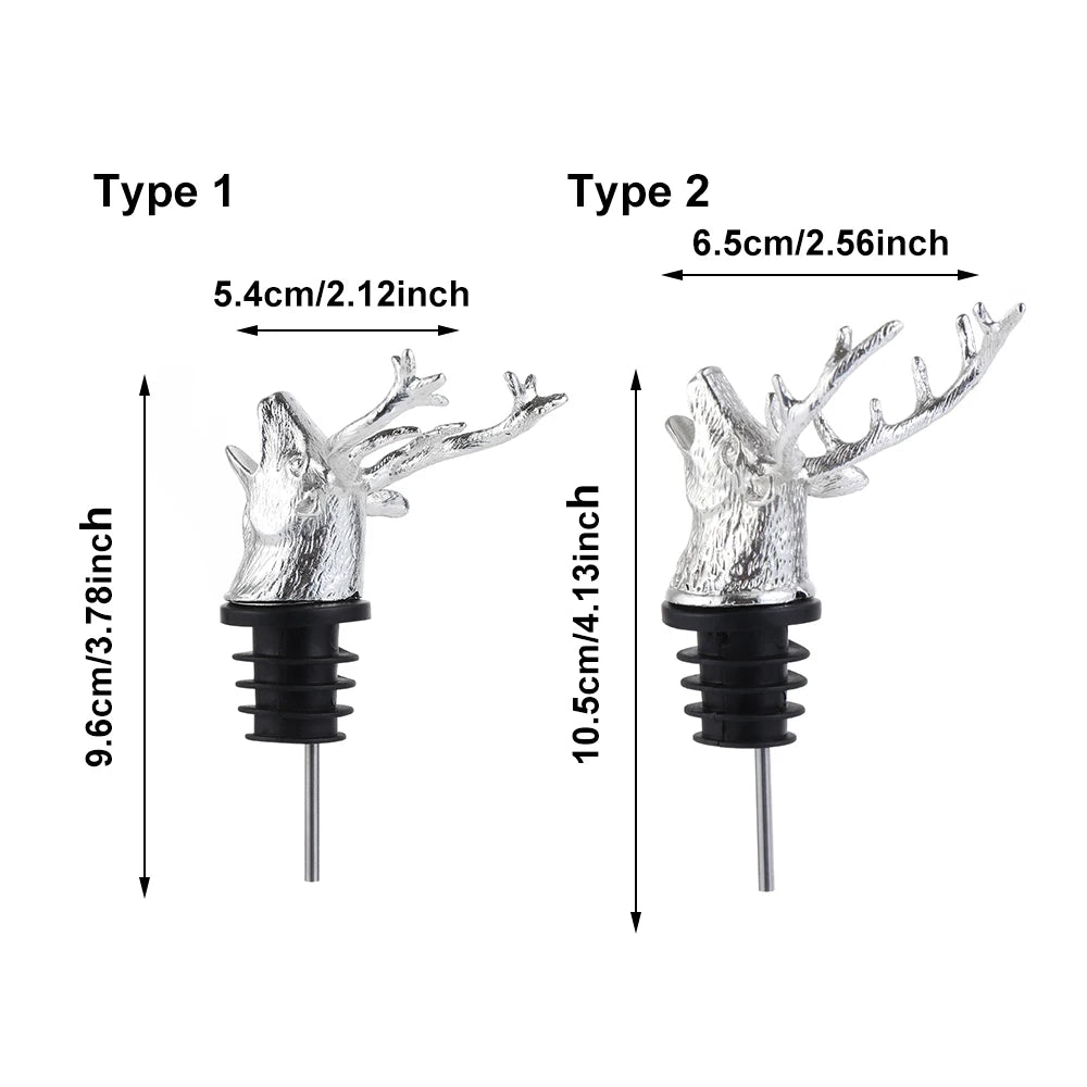 Deer Head Wine Pourer Bottle Stoppers Zinc Alloy Bar Tools Wedding Party Drinks Wine Aerators Kitchen Tool Accessories
