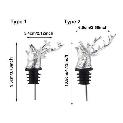 Deer Head Wine Pourer Bottle Stoppers Zinc Alloy Bar Tools Wedding Party Drinks Wine Aerators Kitchen Tool Accessories