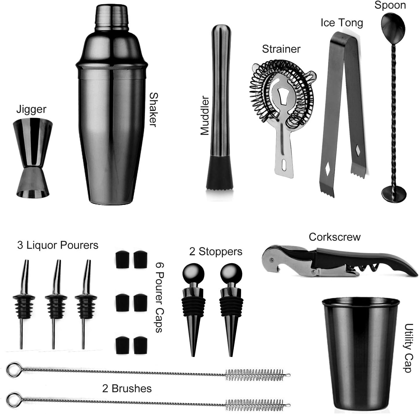24-Piece Bartender Kit with Stand,Perfect Mixology Bar Kit Cocktail Shaker Set for Drink Mixing,Stainless Steel Bar Tools with All Needed Accessories,Recipes