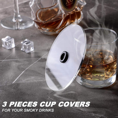 3 Pieces Smoking Gun Cup Covers Infuser Lids Cocktail Drinks Covers Smoking Gun Accessories for Wine Cups Goblet Glasses Tumblers Mugs Bowls Diameter below 4. 7"