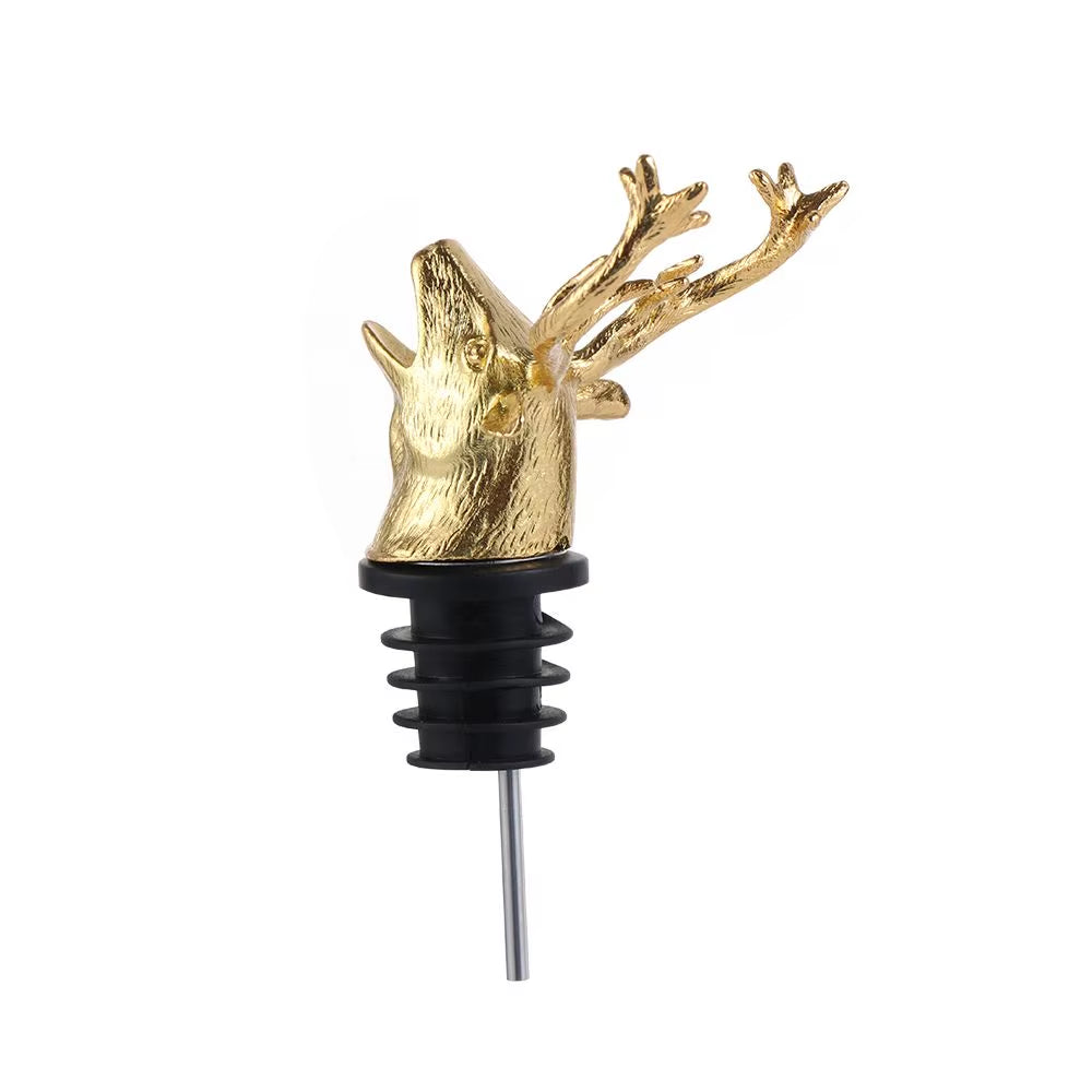 Deer Head Wine Pourer Bottle Stoppers Zinc Alloy Bar Tools Wedding Party Drinks Wine Aerators Kitchen Tool Accessories