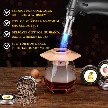 Cocktail Smoker Kit for Bourbon Whiskey Gifts for Men Drink Smoker Infuser Old Fashioned Smoker Kit with Wood Chips for Bar Tool