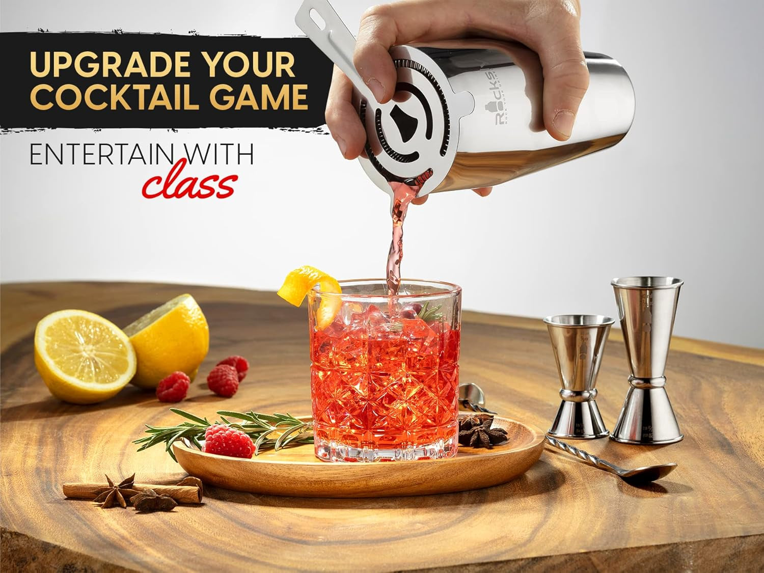 Mixology Bartender Kit and Cocktail Shaker Set for Drink Mixing | Mixology Set with 6 Bar Set Tools and Bamboo Stand Makes It the Perfect Home Cocktail Kit | Complete Bartender Kit (Silver)