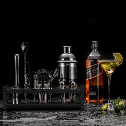 24-Piece Bartender Kit with Stand,Perfect Mixology Bar Kit Cocktail Shaker Set for Drink Mixing,Stainless Steel Bar Tools with All Needed Accessories,Recipes