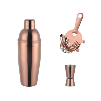 750Ml Stainless Steel Boston Cocktail Set Shaker Wine Pourers Gold Bar Tool Set with Strainer Measure Cup Bartender
