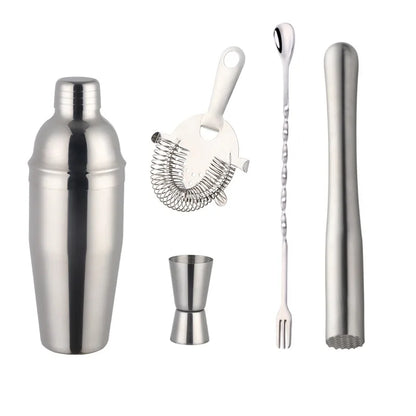 750Ml Stainless Steel Boston Cocktail Set Shaker Wine Pourers Gold Bar Tool Set with Strainer Measure Cup Bartender