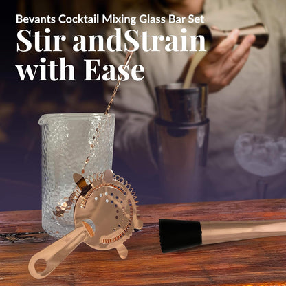 Bar Mixing Glass Set-Large 24 Oz Bartender Kit for Home Bar- Copper