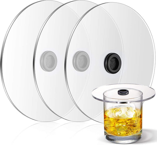 3 Pieces Smoking Gun Cup Covers Infuser Lids Cocktail Drinks Covers Smoking Gun Accessories for Wine Cups Goblet Glasses Tumblers Mugs Bowls Diameter below 4. 7"