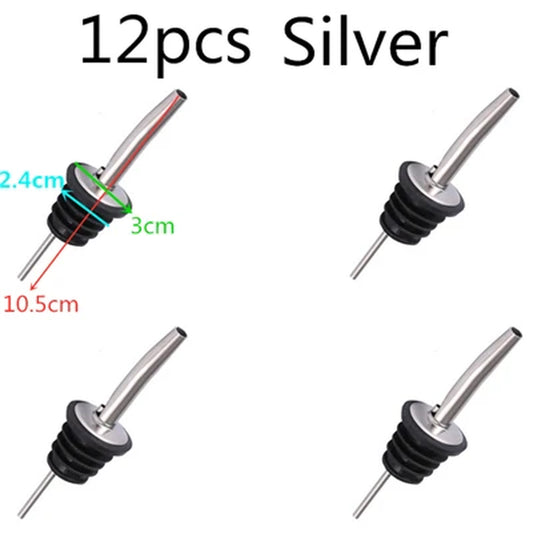 12PCS Free Flow Stainless Steel Liquor Bottle Speed Pourers with Tapered Spout Set of 12 Bar Accessories Bar Tools