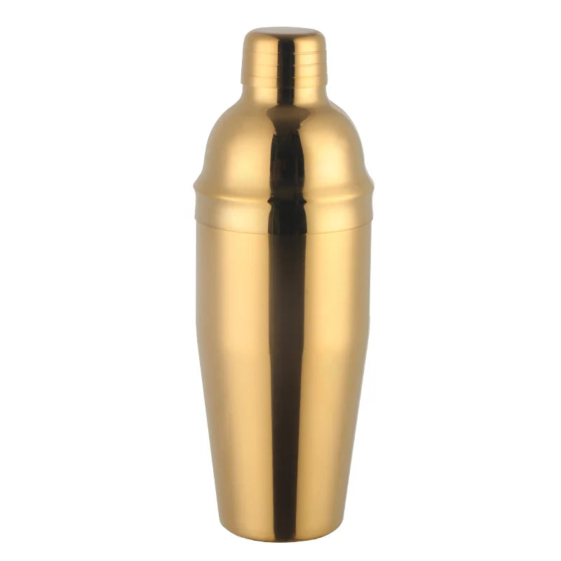 750Ml Stainless Steel Boston Cocktail Set Shaker Wine Pourers Gold Bar Tool Set with Strainer Measure Cup Bartender