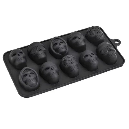 Skull Ice Cube Mold 10-Grid Skull Ice Mold for Halloween Kitchen Tools Reusable Making Accessory for Chocolate Ice Cream Mold