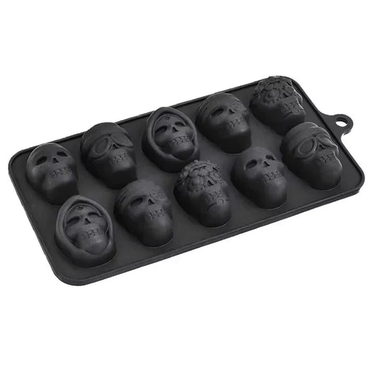 Skull Ice Cube Mold 10-Grid Skull Ice Mold for Halloween Kitchen Tools Reusable Making Accessory for Chocolate Ice Cream Mold