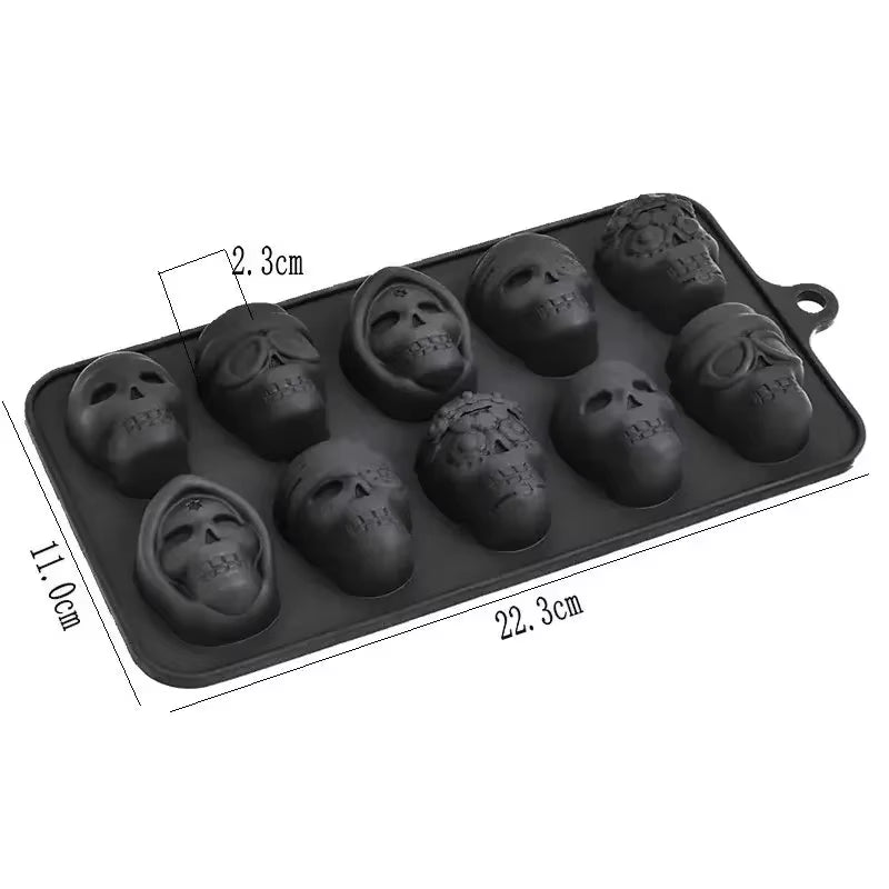 Skull Ice Cube Mold 10-Grid Skull Ice Mold for Halloween Kitchen Tools Reusable Making Accessory for Chocolate Ice Cream Mold