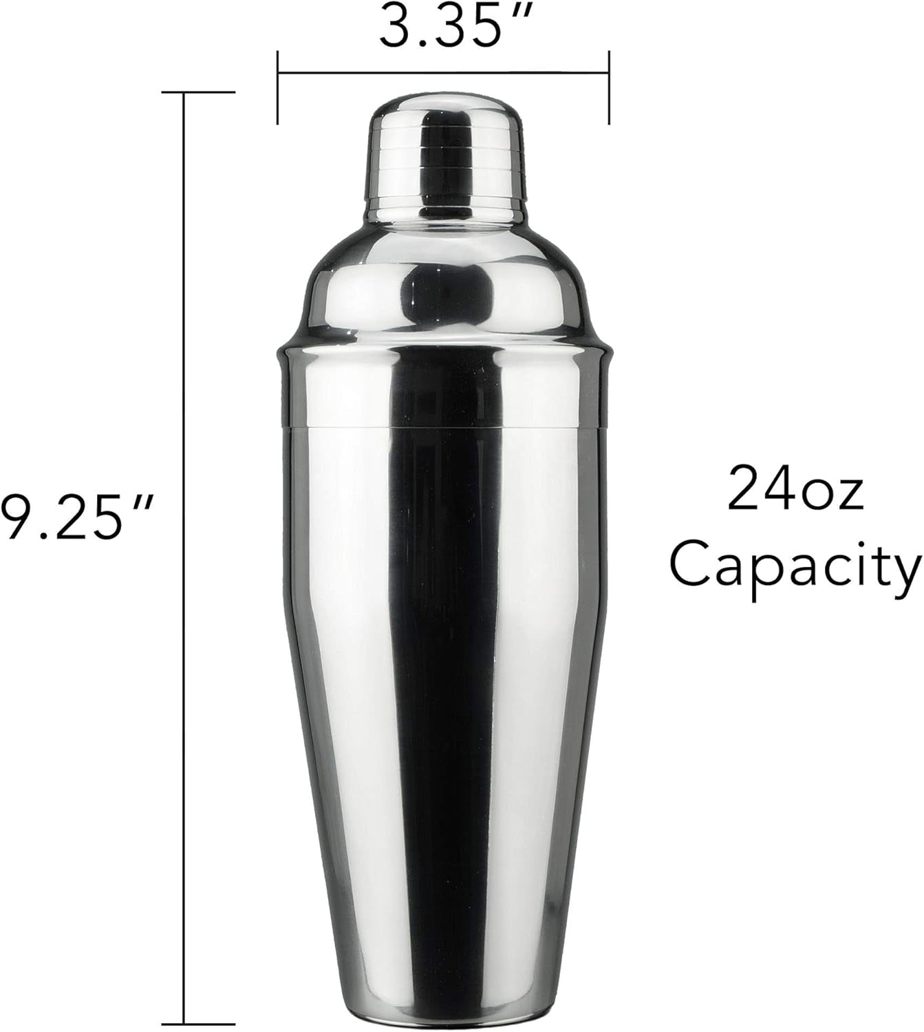 Professional Cocktail Shaker - 24 Oz Stainless Martini Tin with Built-In Strainer and Measuring Cup - Perfect for Mixing Drinks