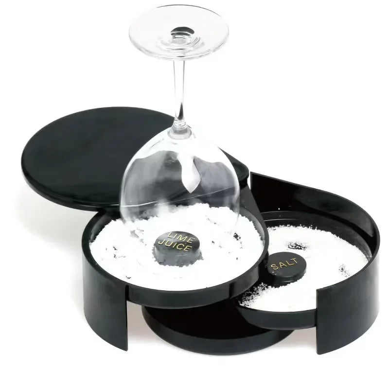 3 Tier Rotating Salt Rimmer Box Mixing Salt Sugar Rim Box Juice Cocktail Seasoning Rimmers Bartender Tool Bar Accessories