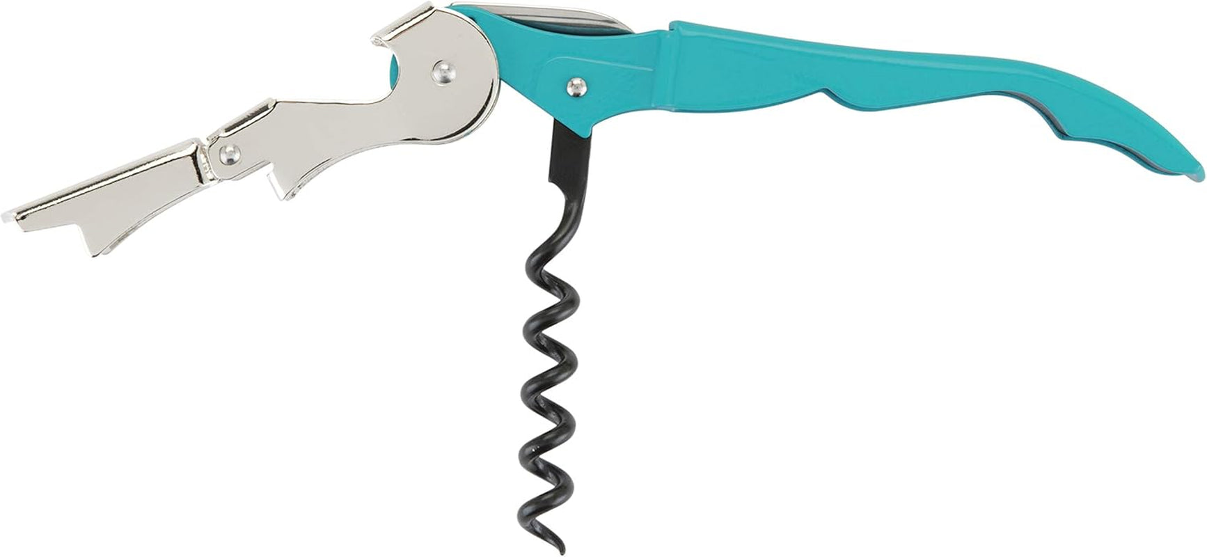tap Teal Double Hinged Waiter’S Corkscrew, Stainless Steel Wine Key with Foil Cutter