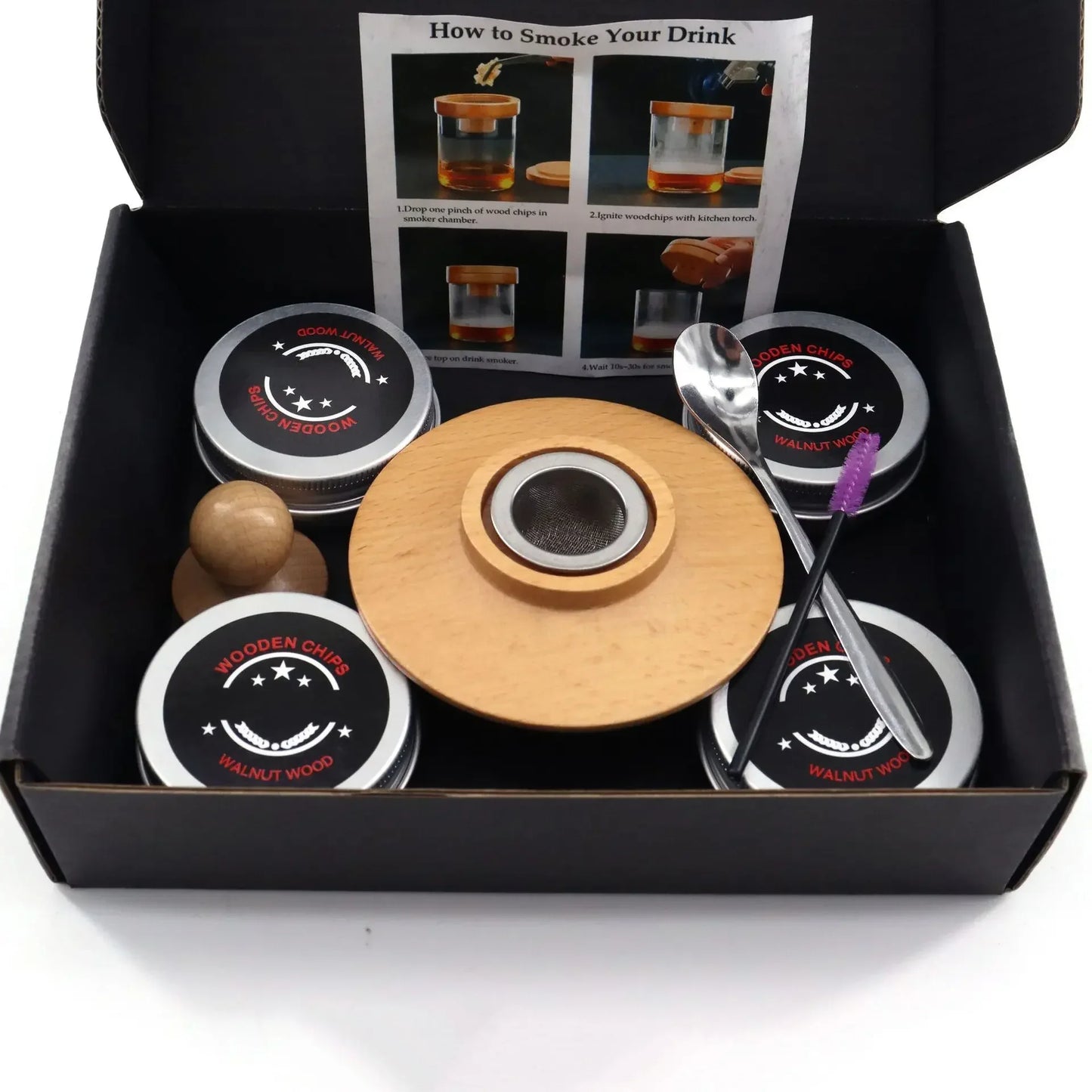 Wooden Cocktail Smoker Kit Smoke Cover Filter Bar Wine Mixing Cover Tool for Drinks Kitchen Bar Accessories Tools Bar Cocktail