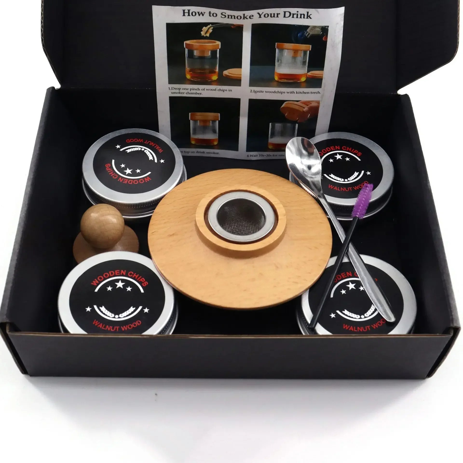 Wooden Cocktail Smoker Kit Smoke Cover Filter Bar Wine Mixing Cover Tool for Drinks Kitchen Bar Accessories Tools Bar Cocktail