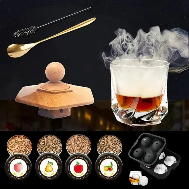 Cocktail Smoker Kit for Bourbon Whiskey Gifts for Men Drink Smoker Infuser Old Fashioned Smoker Kit with Wood Chips for Bar Tool